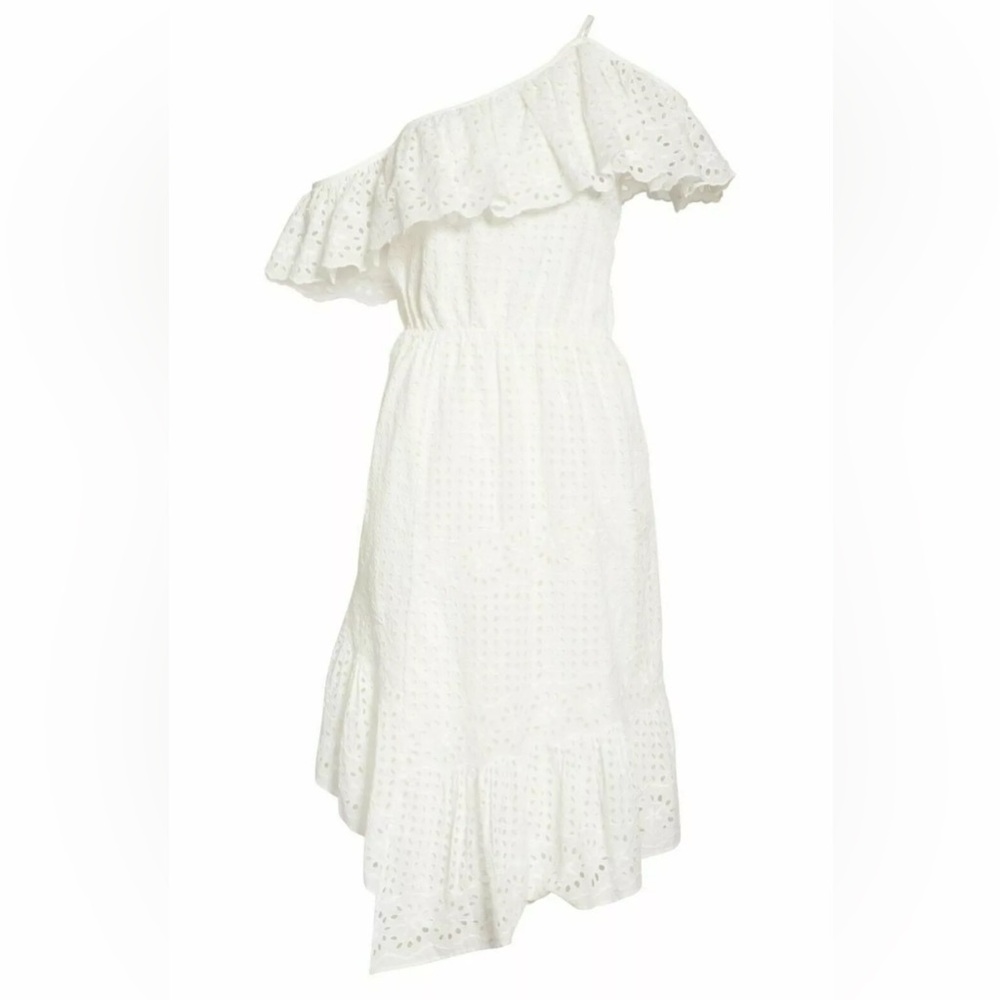 Joie Corynn One Shoulder Eyelet Dress Women White Midi Dress Summer sz xxs - Picture 5 of 16
